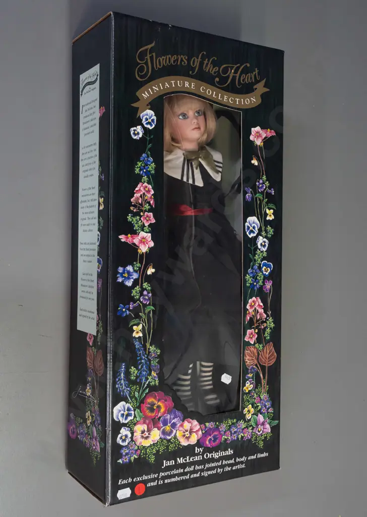 Jan Mclean 1996 limited edition Flowers of the Heart doll with certificate - #223 of 500, in original box. Doll is H-440 Image 1++