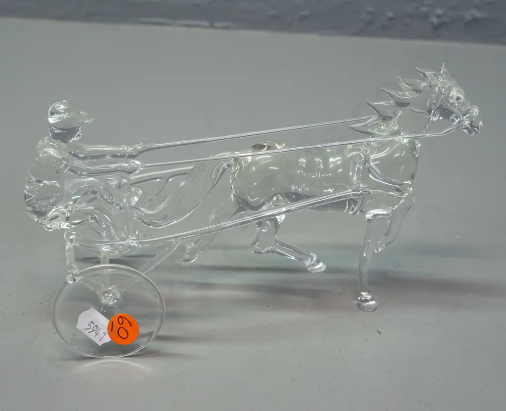 clear art glass horse trotting figure H-120 L-210 Image 1++
