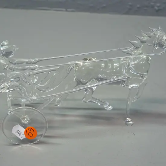 clear art glass horse trotting figure H-120 L-210