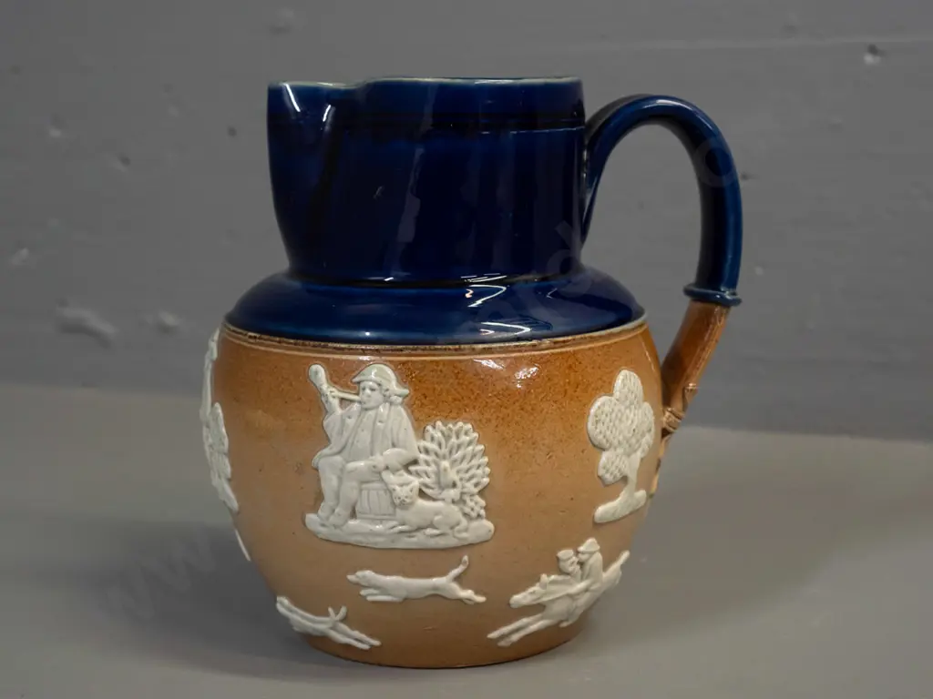 vintage Royal Doulton Lambeth jug with applied hunting scene decoration - marked 1492 on base. H-170 Image 1++