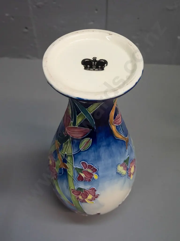 Moorcroft-style tube-lined floral vase with Old Tupton Ware crown logo on base H-280 Image 1++