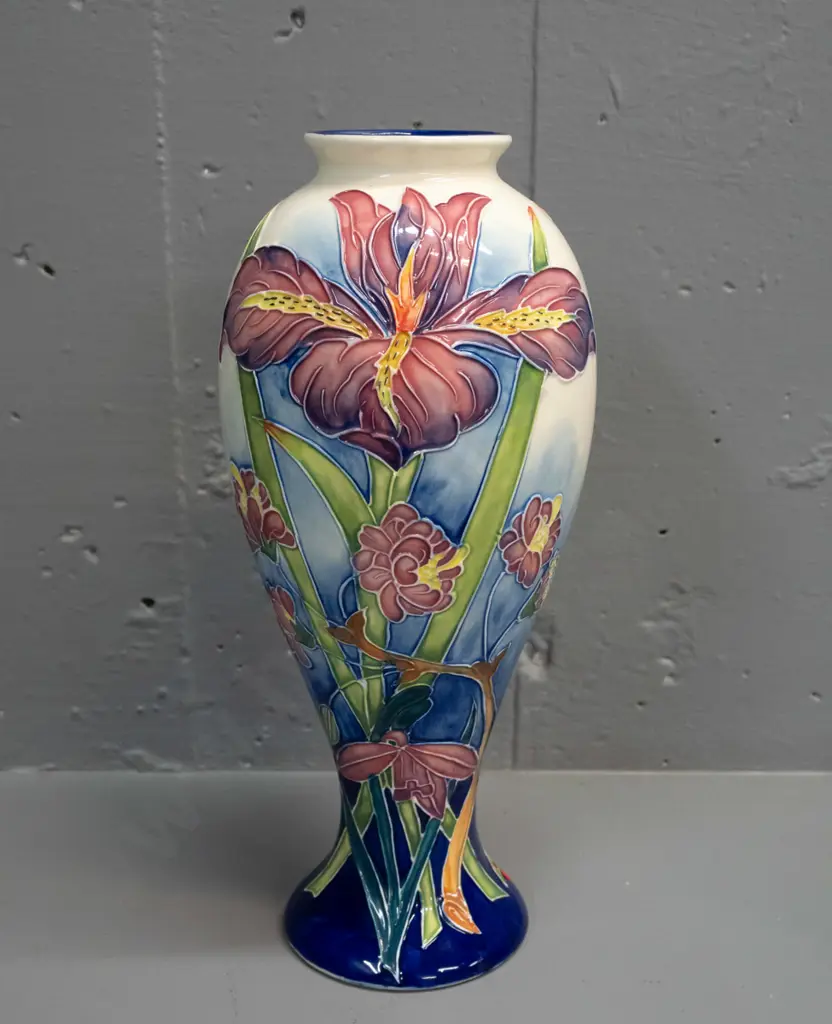 Moorcroft-style tube-lined floral vase with Old Tupton Ware crown logo on base H-280 Image 1++