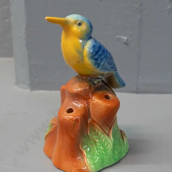 vintage (unmarked but likely Crown Lynn) kingfisher flower frog or centrepiece H-140