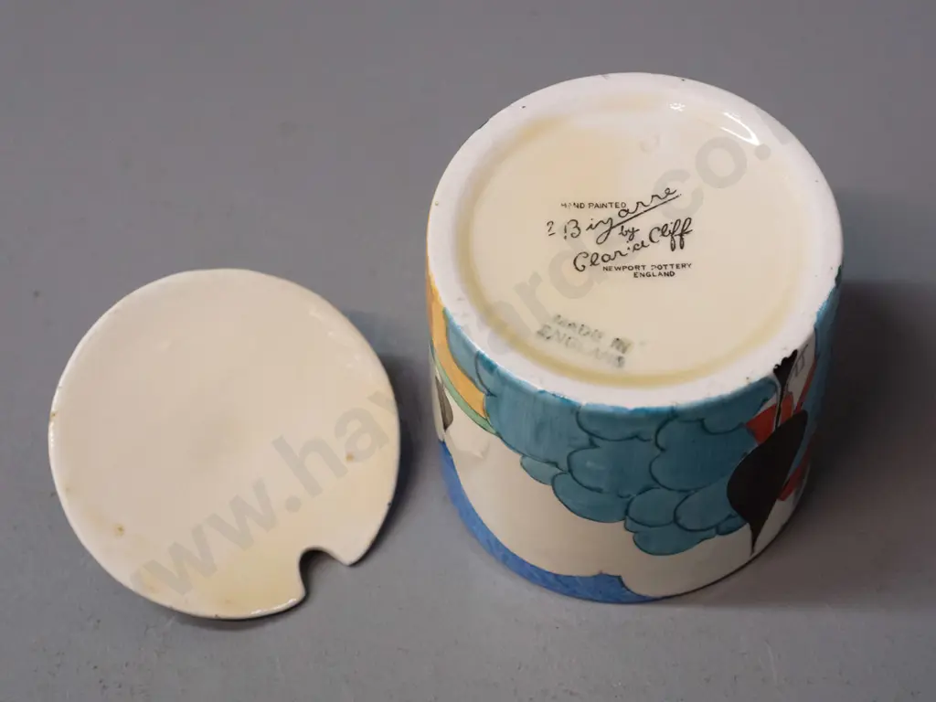 vintage Newport Pottery Clarice Cliff Bizarre lidded jam pot H-100 D-80 Image 1++