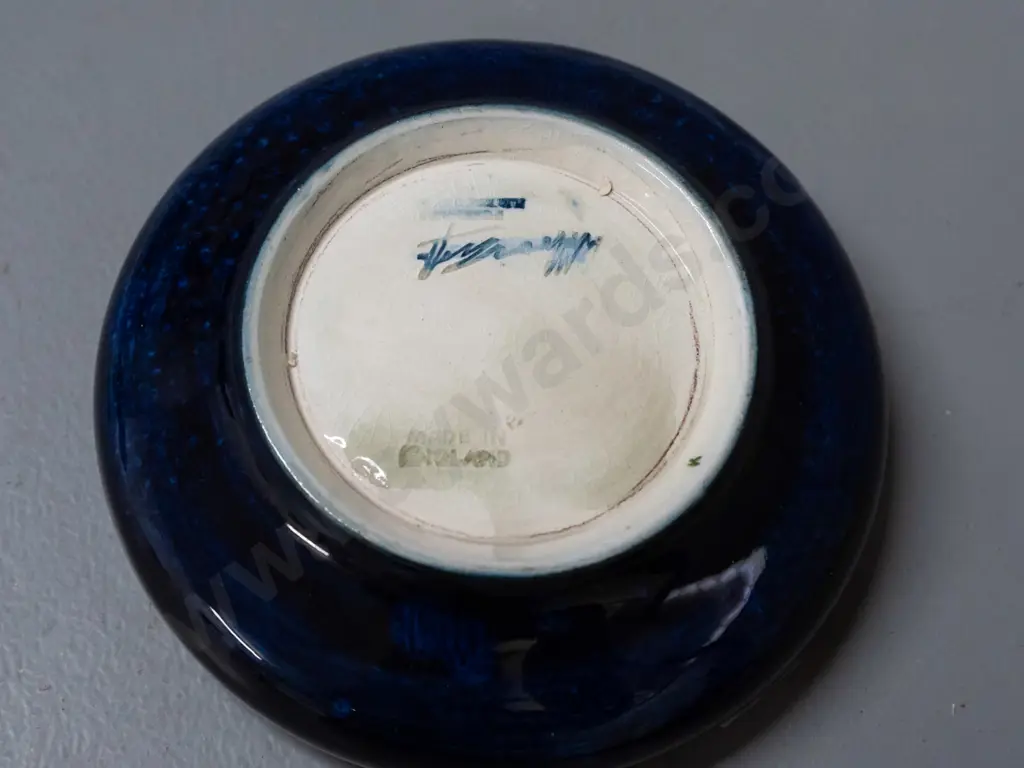 vintage small dark blue floral tube lined Moorcroft bowl / dish D-110 - see photos for maker's marks Image 1++