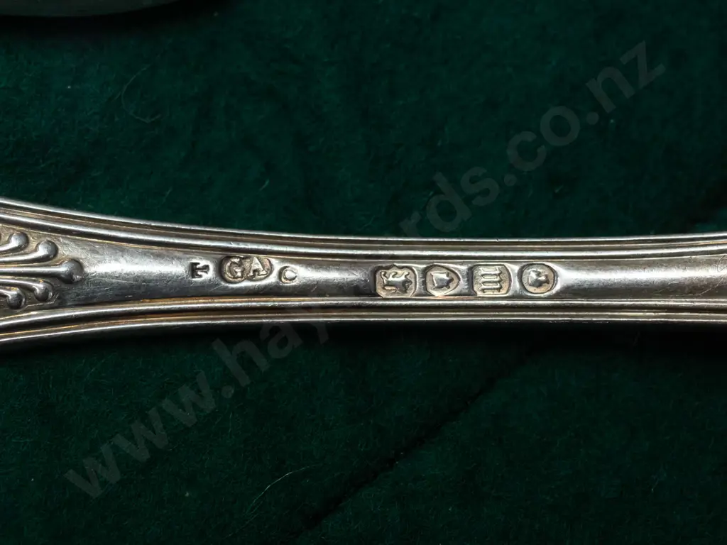 King's pattern silver cutlery - 12 medium size spoons L-180, several different English and Irish hallmarks, approx. Image 1++