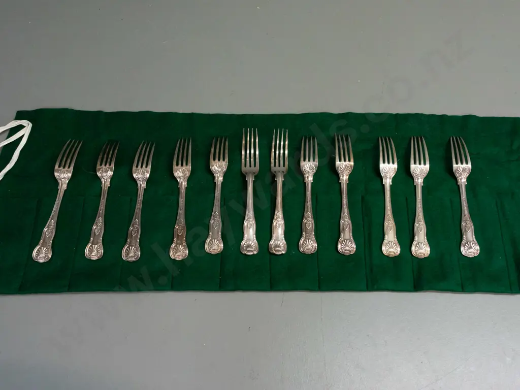 King's pattern silver cutlery - 12 medium forks L-180, several different hallmarks, see photos. Weights from 65 to 68g Image 1++
