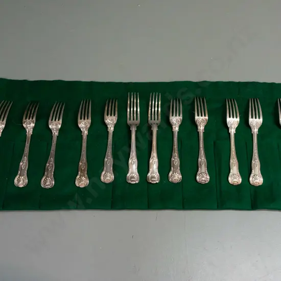 King's pattern silver cutlery - 12 medium forks L-180, several different hallmarks, see photos. Weights from 65 to 68g