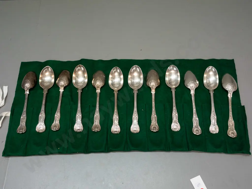 King's pattern silver cutlery - 12 large spoons L-220, several different hallmarks, see photos. Weights from 95 to 107g Image 1++