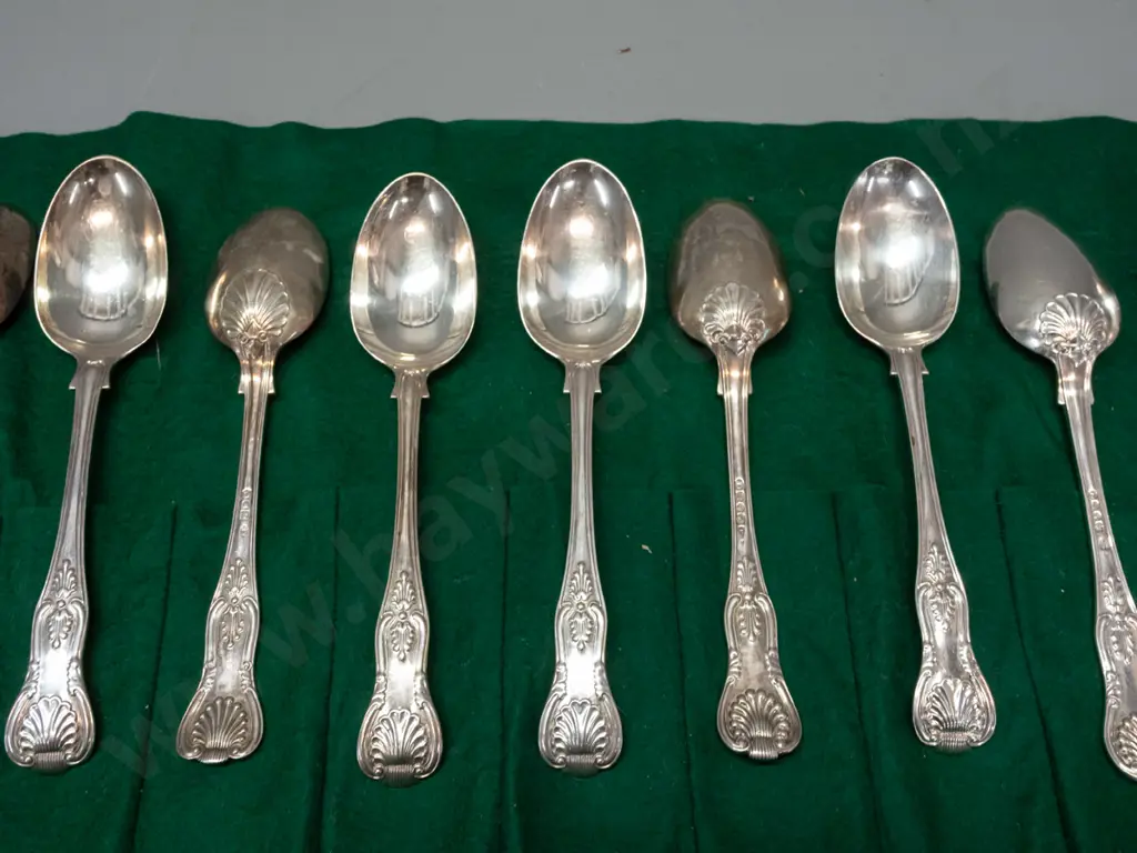 King's pattern silver cutlery - 12 large spoons L-220, several different hallmarks, see photos. Weights from 95 to 107g Image 1++