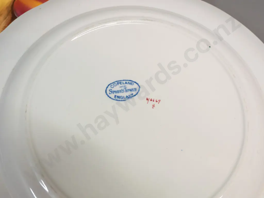 4 English china plates - Aynsley Orchard Gold, Copeland Spode, Crown Derby and Haddon Hall (Royal Doulton) fine floral Image 1++