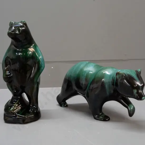 2 Blue Mountain pottery bear figurines - standing bear H-240