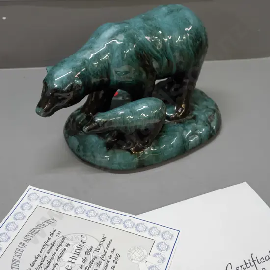Blue Mountain pottery ltd. edition Romar series figurines with certificate: "The Hunter" polar bear and cub H-160 L-250