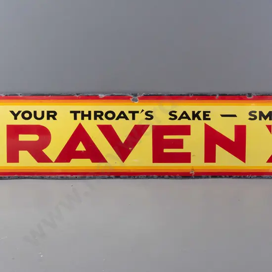 very large vintage enamel Craven A advertising sign - age wear & corrosion, holes, chips to enamel H-470 W-2450
