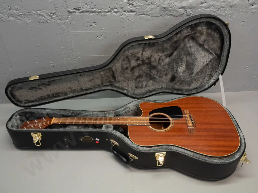 Takamine dreadnought acoustic guitar model GDE11MCE-NS in Ashton hard case. Minor usage wear and scratches, minor areas Image 1++