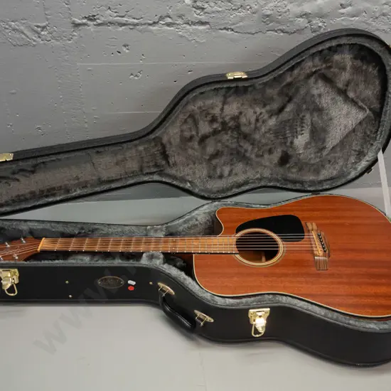 Takamine dreadnought acoustic guitar model GDE11MCE-NS in Ashton hard case. Minor usage wear and scratches, minor areas