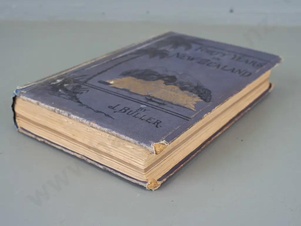 antique book: Forty Years in New Zealand by the Rev. James Buller, pub 1878 - age wear and foxing Image 1++