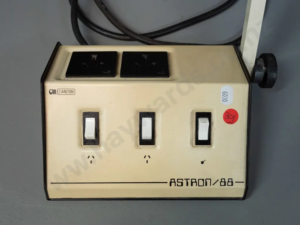 Astron-88 desk lamp with 2 power points, made by Carlton Christchurch - some discolouration and minor paint loss H-450 Image 1++