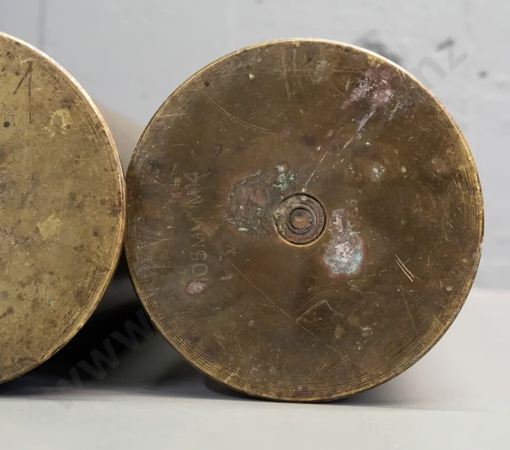 pair of large brass shell casings - marked 105mm and dated 1966 - some discolouration, H-365 Image 1++