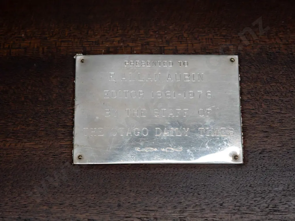 Wood-cased canteen of Rodd "Nemesia" pattern cutlery - 6 place plus serving spoons - with engraved presentation to Image 1++