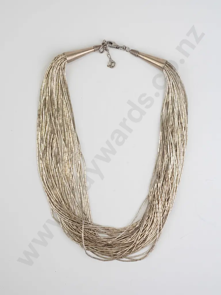 silver multi strand necklace clasp stamped 925 Image 1++