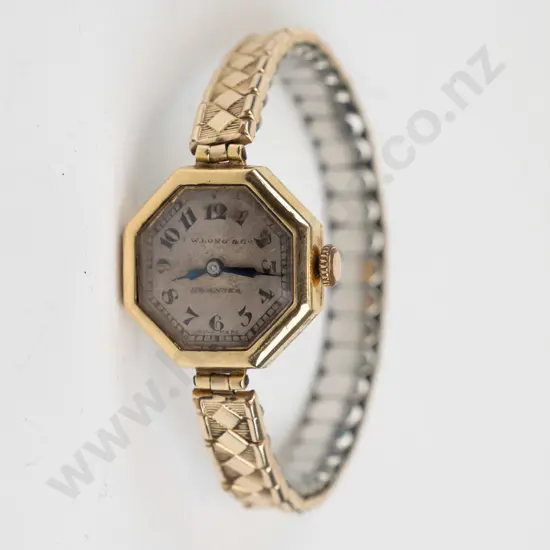 ladies watch T W Long 18ct case estimated 2gms gold plated bracelet