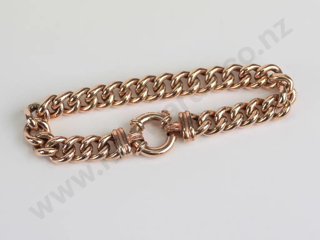 9ct link bracelet with large bolt ring catch 22.6gm Image 1++