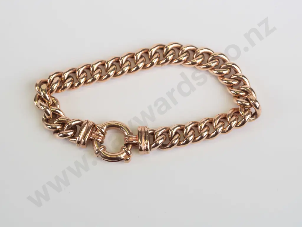 9ct link bracelet with large bolt ring catch 22.6gm Image 1++