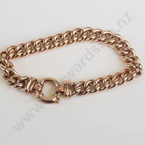 9ct link bracelet with large bolt ring catch 22.6gm