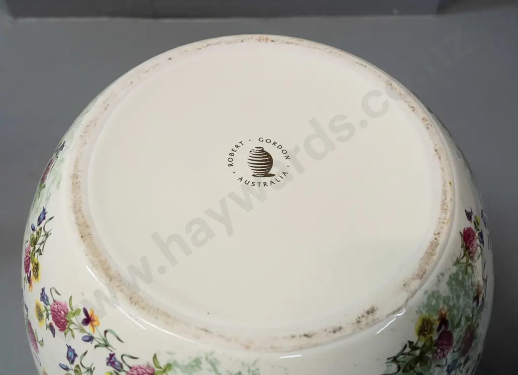 Robert Gordon Australia fine floral & gilt pattern jarinidere - some staining inside H-220 D-270 at top rim Image 1++