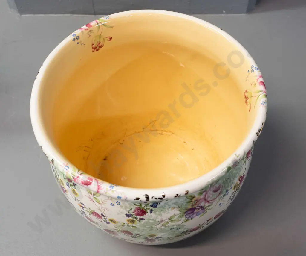 Robert Gordon Australia fine floral & gilt pattern jarinidere - some staining inside H-220 D-270 at top rim Image 1++