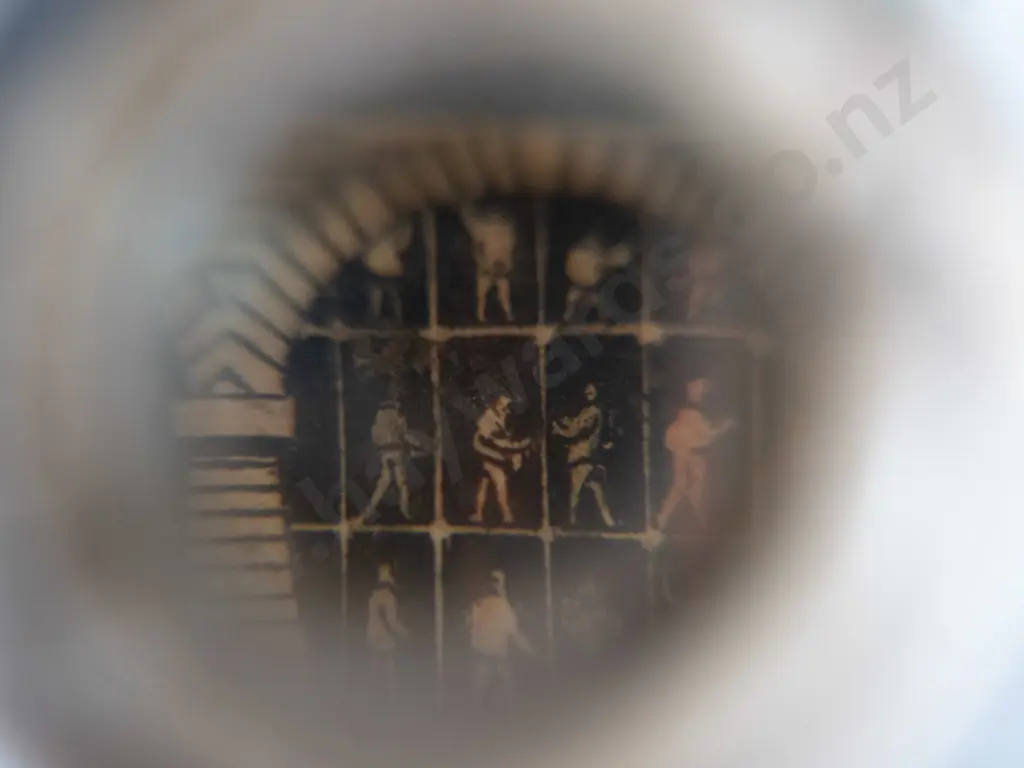 vintage souvenir alabaster "peep egg" with lens and rotating paper views of London landmarks inside - Image 1++