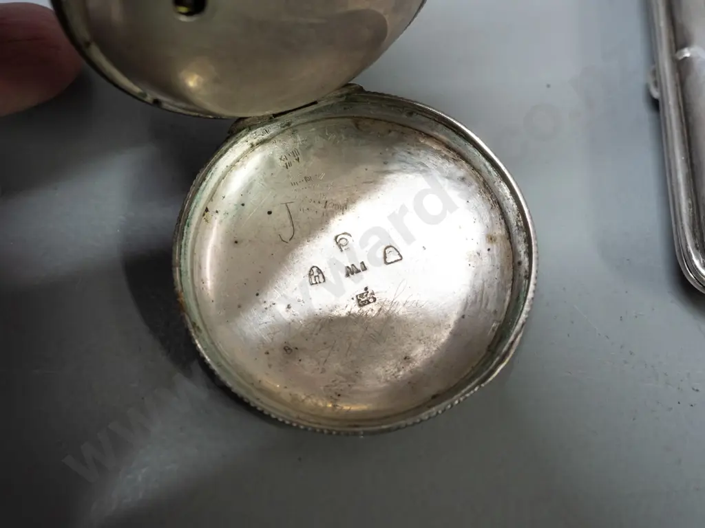 vintage sterling silver cigarette case and sterling cased pocket watch in restorer's condition - damaged hands, marks Image 1++