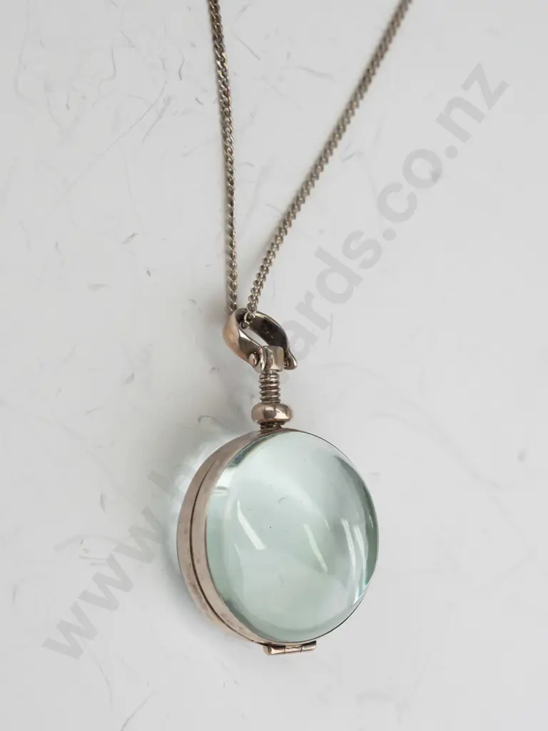 sterling silver and clear glass locket pendant on chain Image 1++