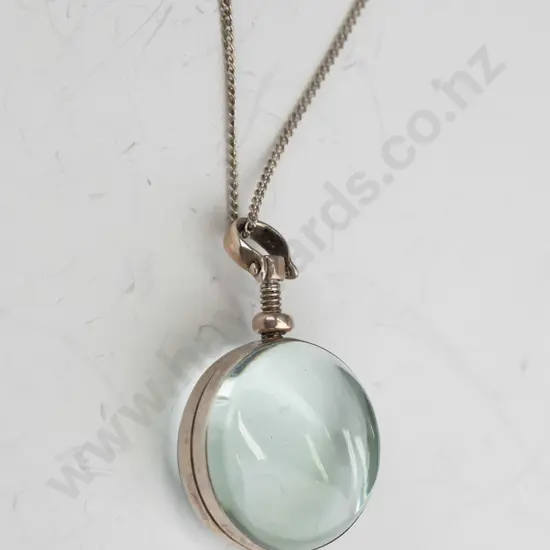 sterling silver and clear glass locket pendant on chain