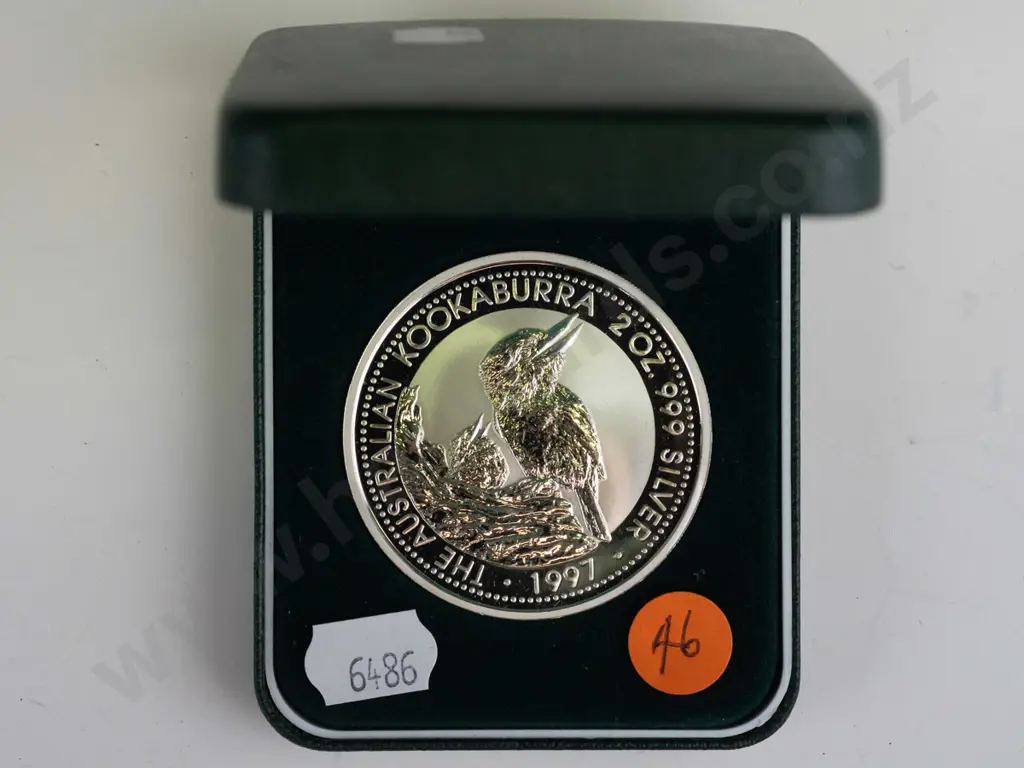 1997 Kookaburra 2oz  9.99 silver proof cased coin Image 1++