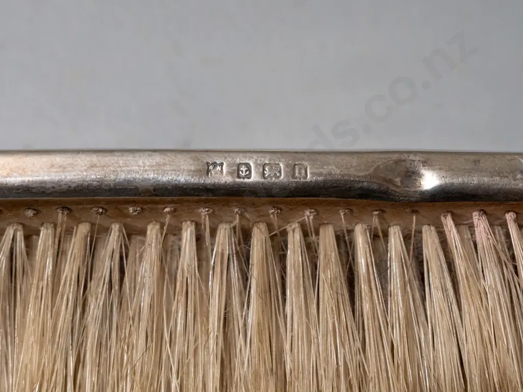 vintage 3-piece sterling silver dressing table set, all monogramed and hallmarked, overall scratches and denting, some Image 1++