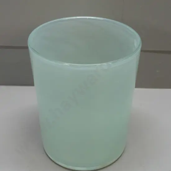art glass vase or small ice bucket - clear over light green and white mottled H-230 D-190