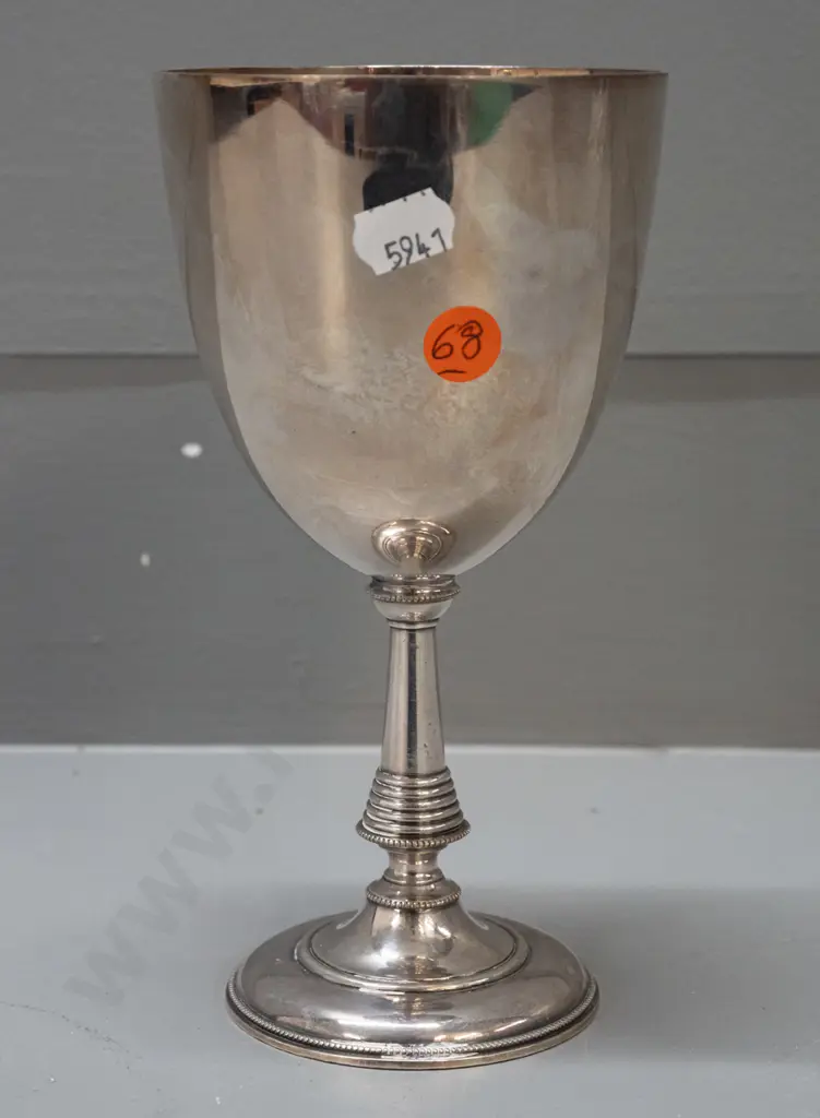 vintage silver presentation goblet, engraved C.H.S. - 1896 - Won by Mr A.H. Kilgour, unknown marks on base, see photos, Image 1++