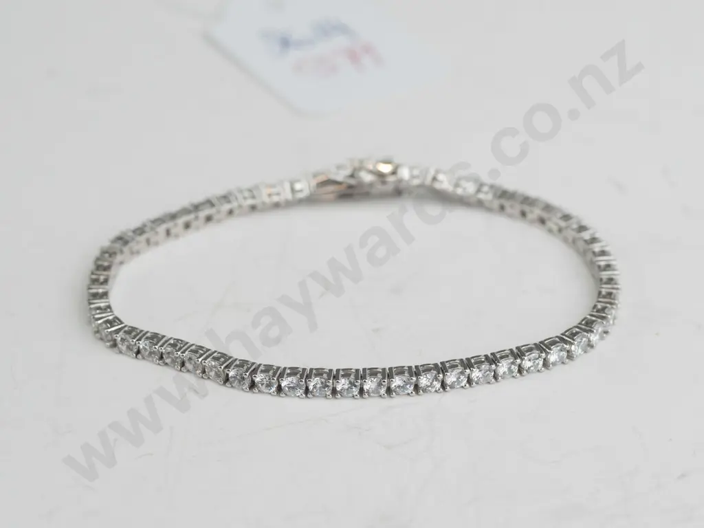 silver cz tennis bracelet stamped 925 Image 1++