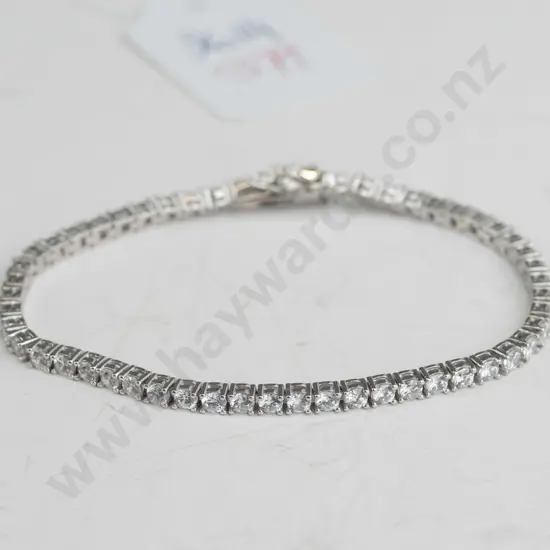 silver cz tennis bracelet stamped 925
