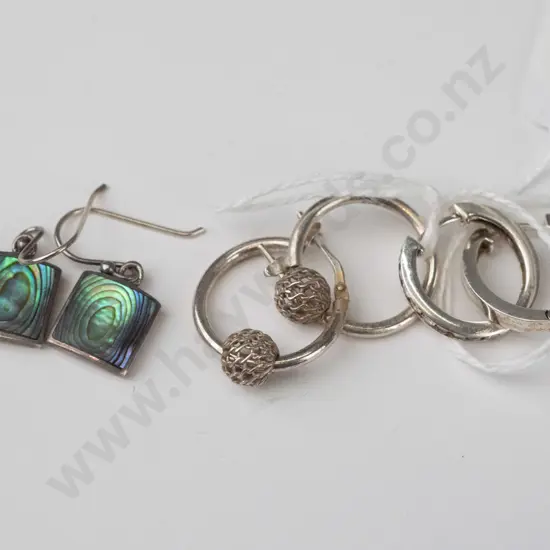 3 pairs of silver rings