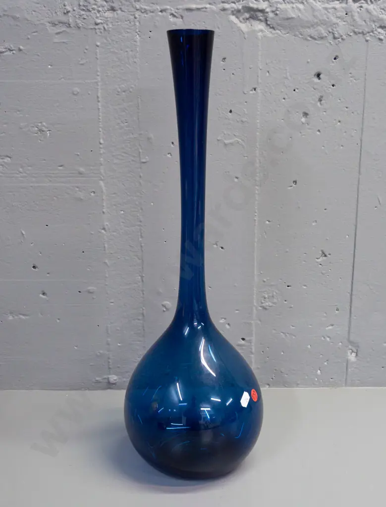 tall blue art glass bottle vase H-500 Image 1++