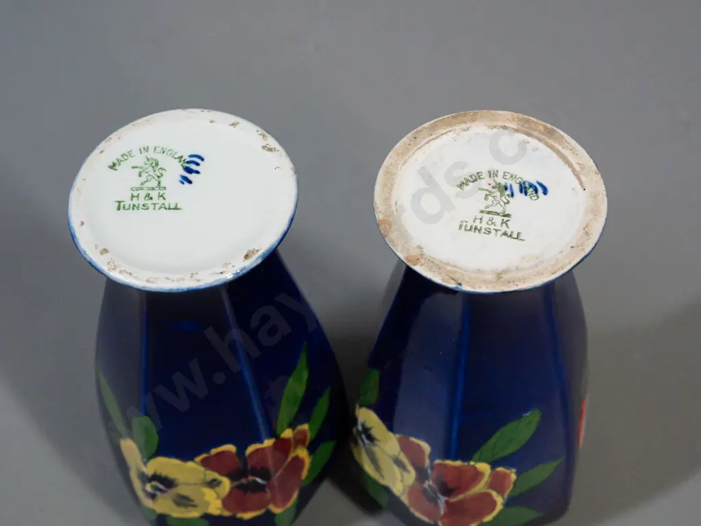 pair of HK Tunstall small vases with pansy decoration H-145 Image 1++