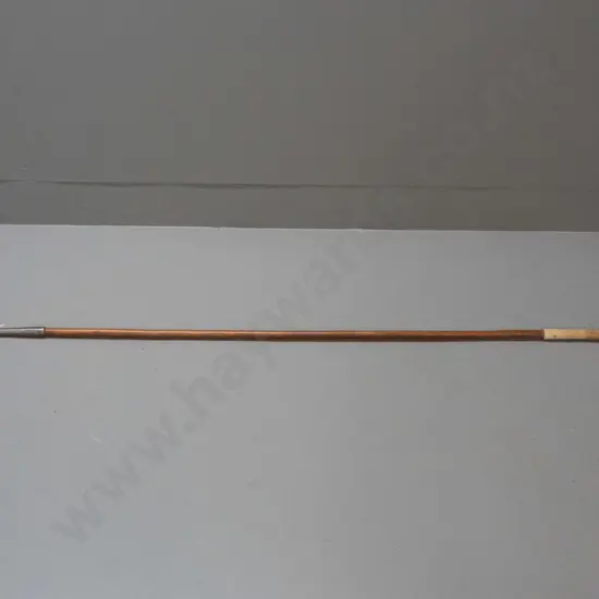 African broad-blade spear with hardwood shaft, brass and hide fittings - Dinka tribe, Yirol, South Sudan L-1770