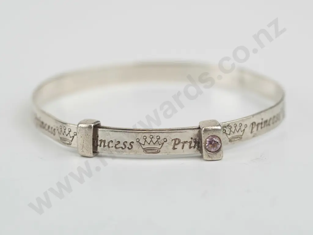 silver babys bangle engraved 'Princess' stamped 925 Image 1++