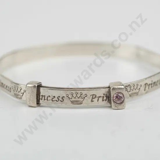 silver babys bangle engraved 'Princess' stamped 925