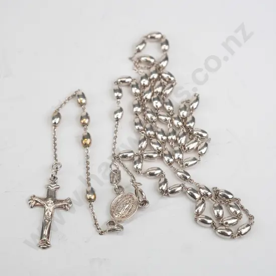 silver rosary beads