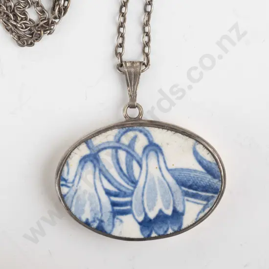 blue & white necklace stamped stg sil
