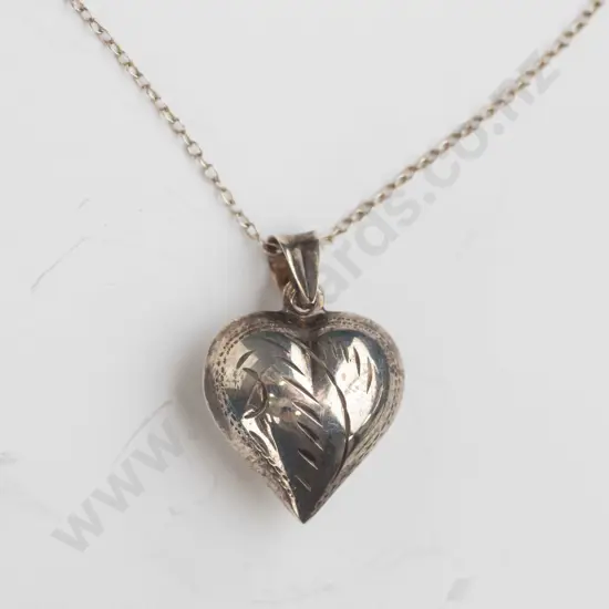 silver heart necklace chain stamped 925